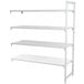 A white Camshelving Premium stationary add-on unit with 3 vented shelves and 1 solid shelf.