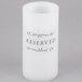 A white Sterno wax pillar candle with the word "reserved" in black text.