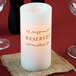 Sterno 60178 6" White Programmable Flameless Real Wax Pillar Candle with Reserved Decal - 6/Case Main Thumbnail 1