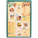 A Menu board with different foods on a white background.