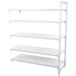 A white Cambro Camshelving Premium add on unit with 5 shelves.