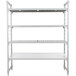 A white metal Cambro Camshelving Premium stationary unit with vented and solid shelves.