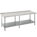 Advance Tabco FLG-368 36" x 96" 14 Gauge Stainless Steel Commercial Work Table with Undershelf and 1 1/2" Backsplash Main Thumbnail 1