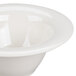 A white melamine bowl with a wide white rim.