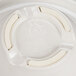 A close up of a white melamine bowl with a wide rim.