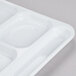 A white GET polypropylene tray with 6 compartments.