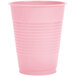 A close-up of a pink plastic cup.