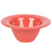 A red melamine bowl with a white wide rim.