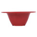 A close up of a red GET Sensation melamine bowl with a wide rim.