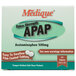 A white and blue box of Medique Extra Strength APAP Acetaminophen Tablets.