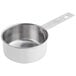 A Tablecraft stainless steel measuring cup with a handle.