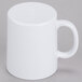 A close-up of a white GET Tritan mug with a white handle and lid.