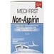 A blue and white Medi-First box of non-aspirin acetaminophen tablets.
