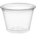A clear plastic Choice souffle cup with a round rim.