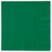 A green napkin with a white border.