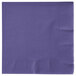 A purple napkin with a white border.