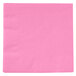 A pink napkin with a white border.