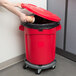 Rubbermaid BRUTE 20 Gallon Red Round Trash Can with Lid and Dolly Main Thumbnail 7