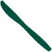A package of 24 Hunter Green heavy weight plastic knives with a green knife on a white background.