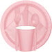 A pink box of Classic Pink 3-ply luncheon napkins with a white stripe.