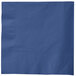 A blue napkin with a white border.