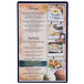A dark blue Hamilton menu board with two panels open to show a restaurant menu.