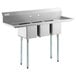 Regency 58" 16-Gauge Stainless Steel Three Compartment Commercial Sink with Galvanized Steel Legs and 2 Drainboards - 10" x 14" x 10" Bowls Main Thumbnail 3