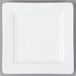 A Libbey ultra bright white square porcelain plate with a white rim.