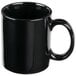 A black Libbey porcelain coffee mug with a handle.