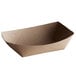 A brown paper tray on a white background.