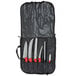 A Victorinox 7-piece knife set in a black case with red handles.