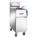 A large stainless steel Vulcan gas floor fryer with solid state analog controls.