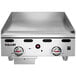 A Vulcan natural gas countertop griddle with snap action thermostatic controls.