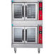 A Vulcan double deck commercial convection oven with glass doors.