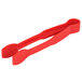 A red plastic tongs with flat grips.