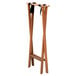 A Lancaster Table & Seating light brown wooden tray stand with black straps.