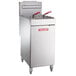 A Vulcan LG500-1 natural gas floor fryer with red handles.