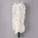 A white fluffy duster on a black handle.