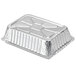 A Durable Packaging rectangular foil pan with a clear dome lid.
