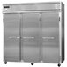 The stainless steel doors on a Continental Refrigerator 3RS-SA Shallow Depth Reach-In Refrigerator.