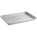 A silver rectangular Chicago Metallic aluminized steel jelly roll pan with a metal handle.