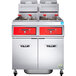 Vulcan 2VK45DF-1 PowerFry5 Natural Gas 90-100 lb. 2 Unit Floor Fryer System with Digital Controls and KleenScreen Filtration - 140,000 BTU Main Thumbnail 2
