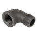 A black pipe fitting with a nozzle on the end.