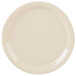 A tan Carlisle Kingline melamine plate with a white border.