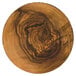 An American Metalcraft round melamine serving board with a faux olive wood design on it.