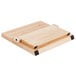 A Mercer Culinary Millennia® rubberwood cutting board with black stripes and black handle knives.