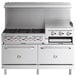 A large stainless steel Cooking Performance Group range with a griddle over two ovens.