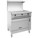 A large stainless steel Vulcan Endurance electric range with 3 hot tops and an oven.