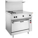 A large stainless steel Vulcan Endurance electric range with 2 French plates, 2 hot tops, and 1 standard oven.