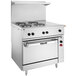 A large stainless steel Vulcan Endurance electric range with 4 French plates, a hot top, and a standard oven.